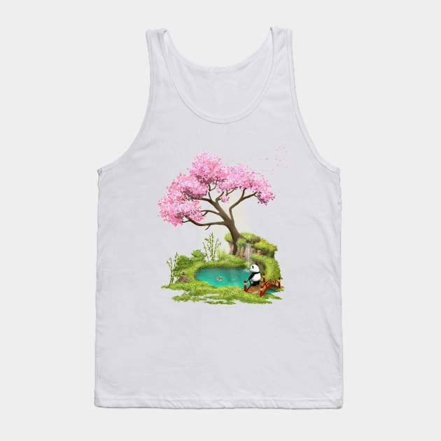 Panda in zen garden Tank Top by Carlos M.R. Alves